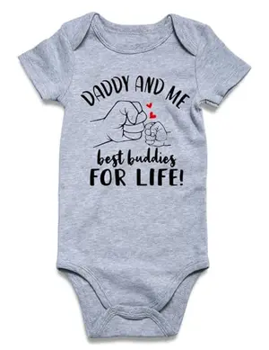 Cute baby onesie with 'Daddy And Me Best Buddies For Life' print, great for newborn announcement