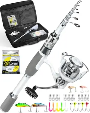 Ghosthorn telescopic fishing rod and reel combo with carrier bag
