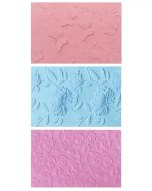 UCEC 3 Pack Embossing Folders with floral and butterfly 3D patterns