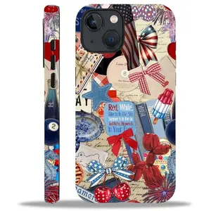 SKAMIX retro summer USA patriotic collage iPhone 14 case with dual-layer protection