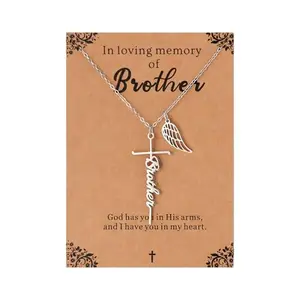 Lcherry cremation cross necklace with angel wings for widow