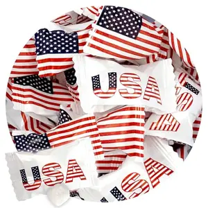 1-pound bulk bag of individually wrapped patriotic buttermints with American flag wrappers
