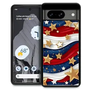 WANKBLC Pixel 8 case with gold stars American flag design