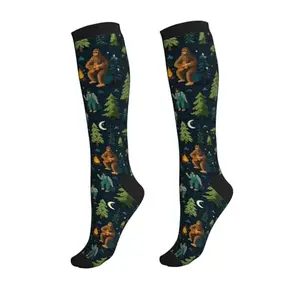 Geoocii Sasquatch novelty compression socks with camping scene