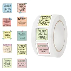 Roll of 500 circular inspirational quote stickers