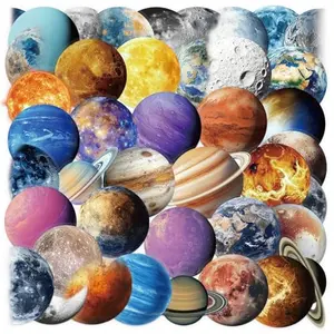 MUZIWAN transparent planet stickers with solar system designs on a phone case
