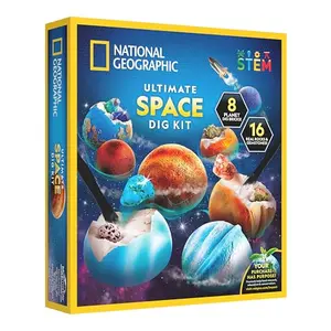 National Geographic Ultimate Space Gemstone Dig Kit with eight planet-shaped bricks