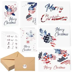 Bulk Patriotic Christmas Cards Set of 30 with Envelopes
