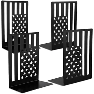 AceOrbit Star-Shaped American Flag Bookends in black