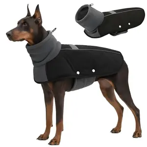 Black ASENKU dog winter coat with fleece turtleneck on a large dog