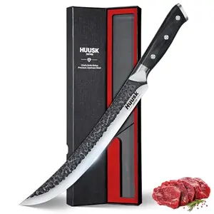 Huusk 10-inch curved brisket knife with wood handle
