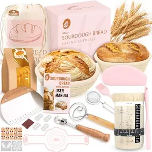 VEDALIO pink sourdough starter kit with banneton baskets and tools