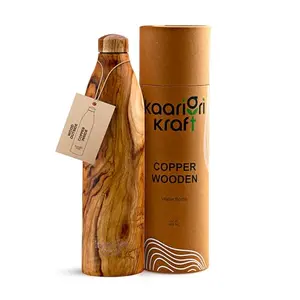 Kaarigri Kraft copper water bottle with wooden exterior