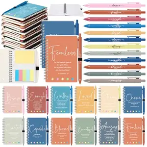 Kosiz bulk pack of 60 Christian notebooks and pens in Morandi colors