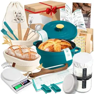 NZQXJXZ premium sourdough starter kit with enamel pot and cast iron pot