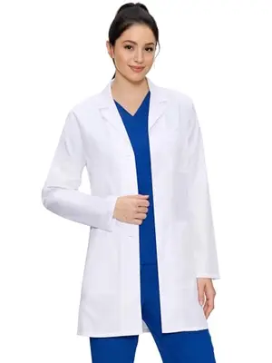 COZYFIT women's white lab coat with princess seams and locker loop