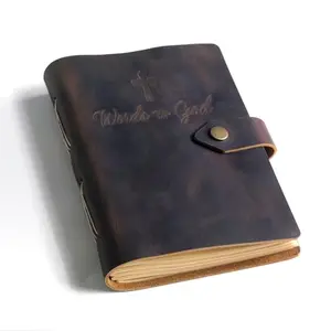 Rustic crazy horse leather prayer journal for men