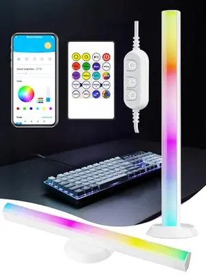 GDSZBYSM 14-inch monitor backlight LED strip lights with music sync and app control in white housing