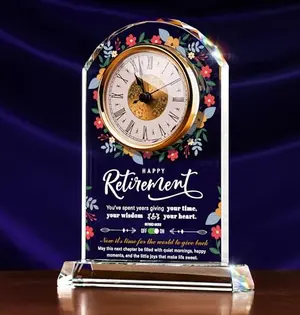 Sttokilly retirement crystal clock with art deco style and white dial