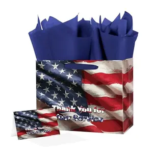 Linelglobal veterans gift bag with tissue paper for military theme