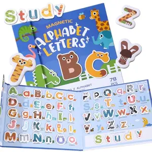 GSINODRS 78-piece alphabet magnets set with uppercase and lowercase letters on a fridge