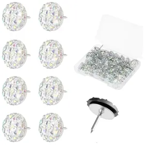 Amz Camel silver rhinestone diamond push pins with box