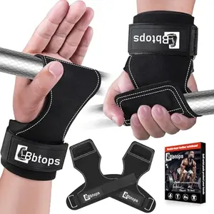 Bbtops Leather Wrist Straps black with D-ring and neoprene padding