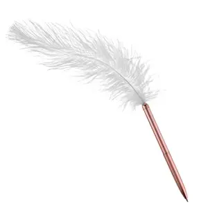 Ymapinc white feather ballpoint pen refillable with rose gold accents for 1776 desk accessory