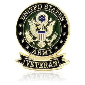 Classic US veteran lapel pin with hard stoned enamel and gold plating