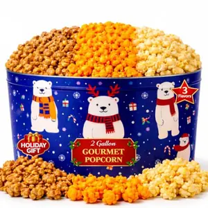 Uncle Myron's 2 Gallon Christmas Popcorn Tin with Three Flavors