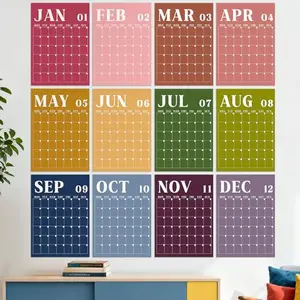 Gueevin reusable monthly wall calendar sheets rainbow colors