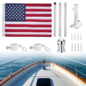 MOPHOEXII American flag on 4 foot stainless steel pole