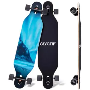 CLYCTIP 41-inch green aurora longboard on a white surface.