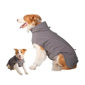 Grey KITVAMREX waterproof dog coat with reflective stripes on a dog