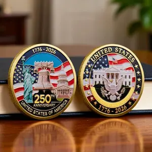 MEGLORT double-sided 250th anniversary challenge coin in acrylic case