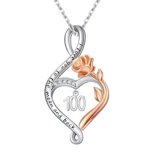 KoyeKei 100th birthday rose heart infinity necklace