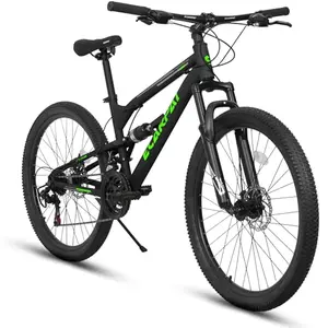 Ecarpat black-green full suspension mountain bike on a rocky trail
