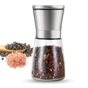 Sukreo manual pepper grinder with stainless steel cap and glass body
