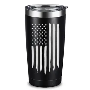 ARIABLE 20oz tumbler with distressed American flag design, laser engraved, matte black