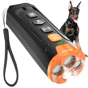 ATVIOO handheld bark deterrent device with triple emitters and LED flashlight