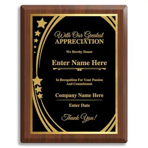 Classic Awards 9x12 inch custom plaque with UV-printed design and solid wood frame