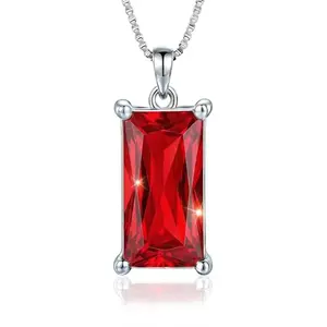 Kuschelkatze square ruby sterling silver necklace on neutral background