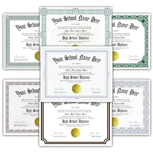 Complete 7-piece customized high school diploma set with elegant holder and gold seal