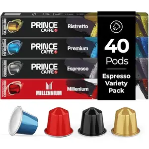 Prince Caffe espresso pods 4-flavor variety pack, 40-count, compatible with Nespresso Original Line