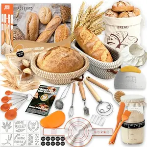 Acessorz sourdough starter kit with cotton rope bannetons in orange