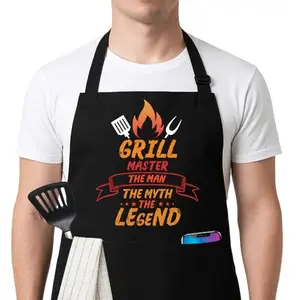 FUNNYUNCLE black funny grill master apron with long ties