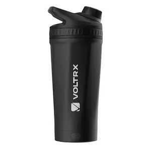 VOLTRX ChillMix electric stainless steel shaker bottle in obsidian black