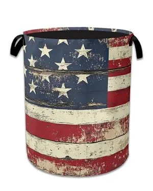 NSMNSM patriotic American flag laundry hamper for bedroom