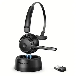 Mopchnic Bluetooth headset with USB dongle and noise-cancelling microphone for computer office use