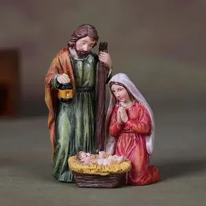 GJFASGF small hand-painted holy family resin figurine